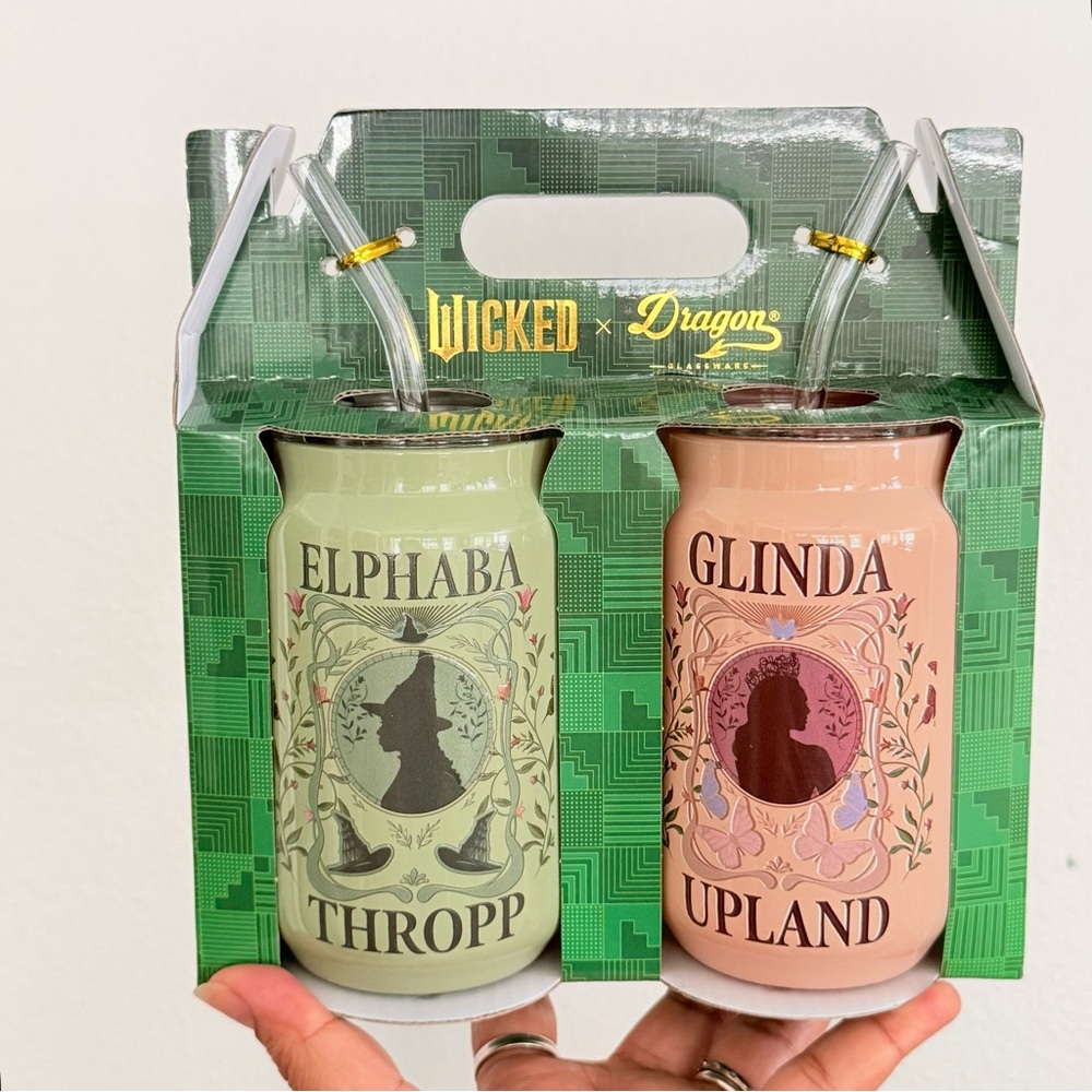 Wicked X Dragon Glassware Elphaba and Glinda Drinking Glasses 2 ps Tumbler Set